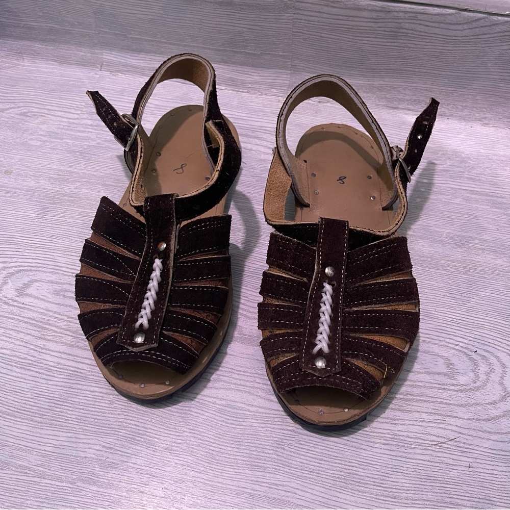 Brown Strappy Sandals with Buckle